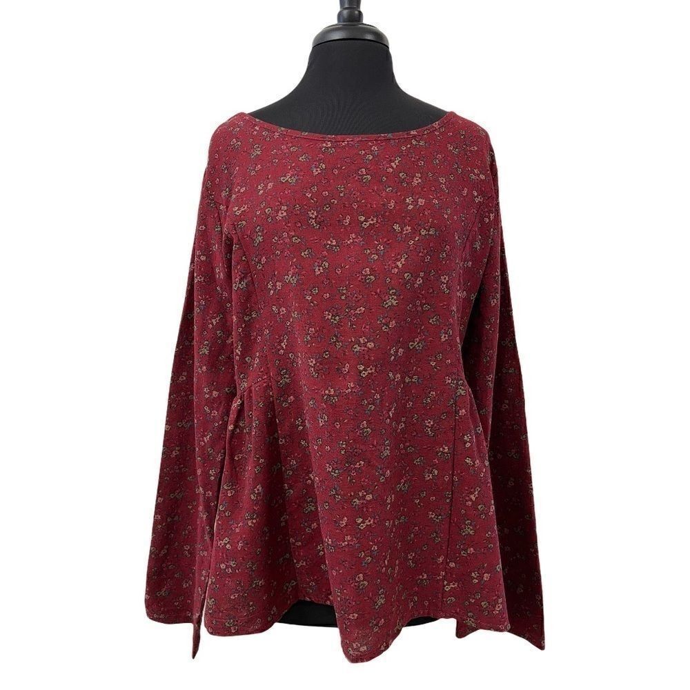 cellabie Boho Burgundy Floral Plus Size Blouse Sz 3X